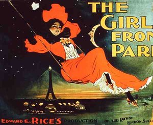Annons för Edward E. Rices "The Girl from Paris" (färg litho) av American School
