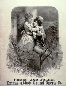 Annons för Romeo And Julia, med Emma Abbott, Grand Opera Company i huvudrollen av American School