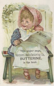 Annons för Vermont Manufacturing Co. Butterine, c.1880 av American School