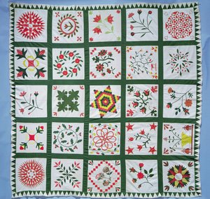 Albumtäcke med säsongsblommor, 1844 (bomull) av American School