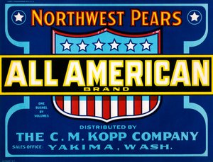 All American Brand Fruit Crate Label, c.1920 (litografi) av American School