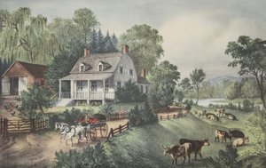 American Homestead - Sommar, pub. 1868, Currier & Ives av American School