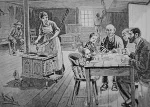 Amerikansk hembygd (gravyr) av American School