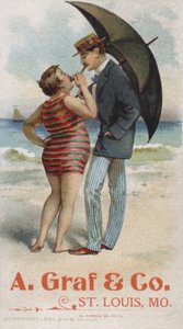 Amerikanskt visitkort med reklam för A Graf  Company, St Louis, Missouri (chromolitho) av American School
