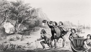 Amerigo Vespucci landar i den nya världen, från 