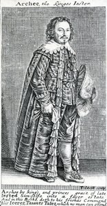 Archee, kungens gycklare, ett porträtt av Archibald Armstrong, av Thomas Cecill, 1639-1640 av American School