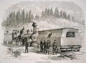 Pansarvapenbatteri från den federala armén (gravyr) av American School