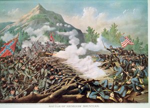 Slaget vid Kenesaw Mountain, Georgia, 27 juni 1864, graverad av Kurz & Allison av American School