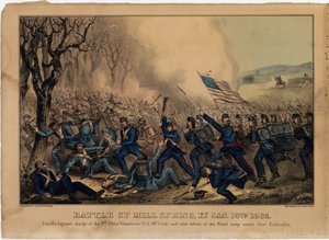 Slaget vid Mill Spring, Ky. 19 januari 1862, pub. av Currier & Ives, ca 1862