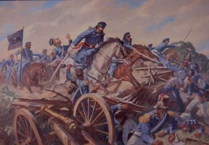 Slaget vid Resaca de la Palma, mexikansk-amerikanska kriget (akvarell på papper) av American School