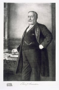 Benjamin Harrison (1833-1901), USA:s 23:e president, pub. 1901 (fotogravyr) av American School
