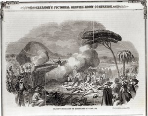 Blodig massaker av amerikaner i Havanna, september 1851, från "Gleasons bildliga salongsföljeslagare" av American School