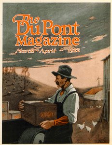 Boring Machines and Explosives Twin Helpers, framsidan av DuPont Magazine, mars-april 1922 av American School