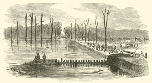 Avbrott i Mississippi Levee, nära kanalen, mars 1863 av American School