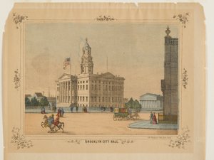 Brooklyn City Hall, utgiven av Charles Magnus, Inc. (lito, handmålad med wc) av American School