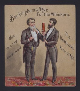 Buckinghams färgämne för morrhår för män, reklam (chromolitho) av American School