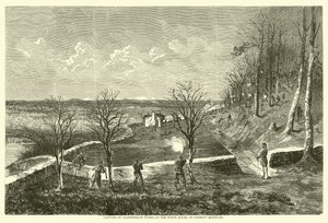 Capture of Confederate arbetar i Vita huset, på Lookout Mountain, november 1863 av American School