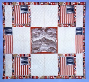 Centennial quilt, Massachusetts, 1876 (bomull) av American School