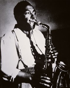 Charlie Parker (1920-55) (s/v foto) av American School