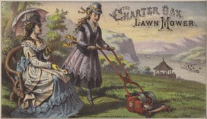 Charter Oak gräsklippare (chromolitho) av American School