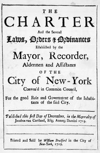 Stadsstadgan i New York, 1719 (tryck) av American School