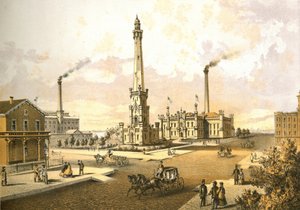 Chicago Water Works, från Chicago Illustrated, med litterära beskrivningar av James W. Sheahan, publicerad av Jevne & Almini, Chicago, 1866-67 av American School