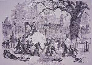Julsnöboll, scen på Boston Common av American School