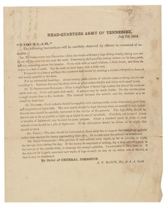 Cirkulär om konstruktion och befästning av skansar som används av Army of Tennessee, 7 juli 1864 av American School