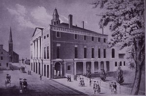 Stadshuset, Wall Street, New York City 1790 (gravyr) av American School