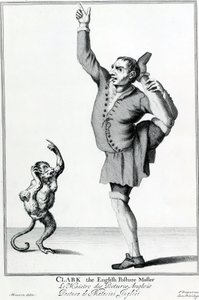 Clark the English Posture Maker, hämtad från serien The Cryes of the City of London Drawne after the Life, gravyr efter Marcellus Laroon II, publicerad av Pierce Tempest, 1688 av American School