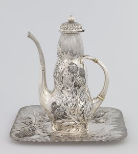 Kaffekanna, 1891 (silver och elfenben) av American School