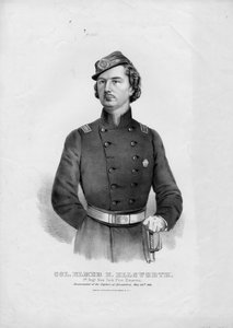 Överste Elmer E. Ellsworth: 1:a regt. New York Fire Zouaves, pub. av Currier & Ives, ca 1862 av American School