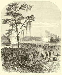 Konfedererade landsattack på Porters flotta, april 1864 av American School