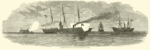 Konfedererade baggar engagerar blockadflottan utanför Charleston, januari 1863 av American School