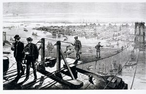 Konstruktion av Brooklyn Bridge, New York av American School