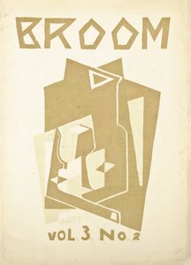 Omslag till volym 3, nummer 2, av konsttidningen "Broom", ca. 1921-1924 av American School
