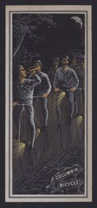 Cyklister som cyklar på natten (färg litho) av American School