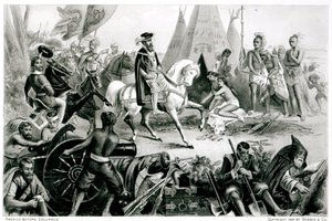 De Soto upptäcker Mississippi, 21 maj 1541, från "The American Continent and its Inhabitants before its Discovery by Columbus", av Anne C. Cady, 1893. av American School