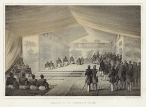 Leverans av presidentens brev, Kurihama, Japan, 14 juli 1853 av American School