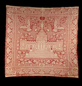 Dubbelvävt täcke, ca 1876 (bomull och ull) av American School