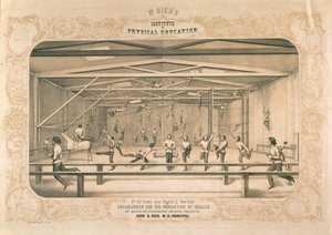 Dr Richs Institute for Physical Education, graverad och pub. av Wm. Endicott & Co, New York, 1850 av American School