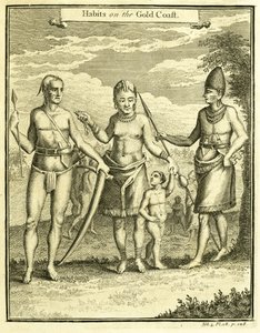 Klänning av folket i Cape Lope Gonsalvo och Rio Gabon, illustration från "Habits on the Gold Coast", av Thomas Astley, 1745-47 av American School