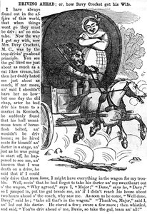 Driving Ahead, eller hur Davy Crockett fick sin fru, från Crocketts almanacka för 1856, publicerad, New York, 1855 av American School