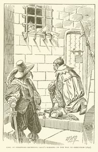 Earl of Strafford tar emot Lauds välsignelse på vägen till avrättning (1641) (gravyr) av American School