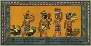 Julkort med egyptiskt tema (färg litho) av American School