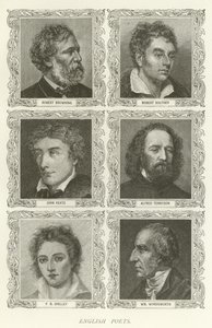 Engelska poeter, Robert Browning, Robert Southey, John Keats, Alfred Tennyson, P B Shelley, William Wordsworth av American School