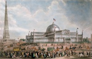 Exteriörvy av New York Crystal Palace, 1853 av American School