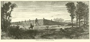 Exteriörvy av Prison Pen vid Millen, november 1864 av American School