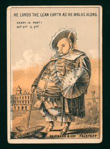 Falstaff, ur Shakespeares Henrik IV del 1 (färglitografi) av American School