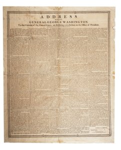 Avskedsanförande av framlidne general George Washington, 17 september 1796